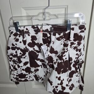 Discovery Brown and White Patterned Mini Skirt